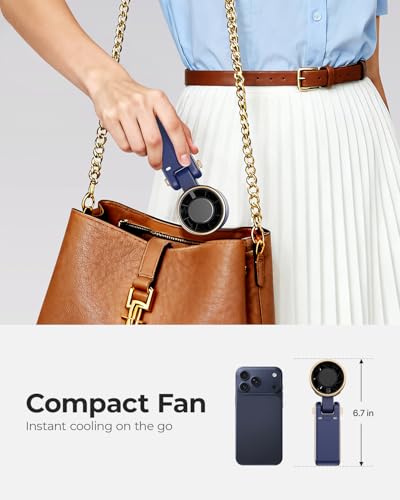 Portable Handheld Turbo Fan - 5 Gear High Speed 4000mAh Rechargeable Mini Personal Hand Fan Blow Cold Air, Battery Operated Travel Essentials, Beach Vacation, Gifts for Women, Men (Navy Blue) - color: Navy Blue