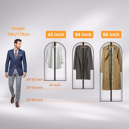 Travel Garment Suit Bag for Hanging Clothes 43", Suit bags for Closet Storage with Pockets Gusseted Garment bag for Men Suits Shirts Tuxedos Dresses Coats, Suit Cover Bags With Handles and Zipper - size: 43" 1PK