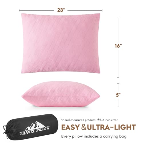 Small Shredded Memory Foam Pillow, Camping Pillow Travel Pillow - Compressible Medium Firm, Breathable Cover, Ideal Backpacking Hiking, Airplane and Car (Apricot Pink, L) - color: Apricot Pink, size: L-23 X 16 Inch