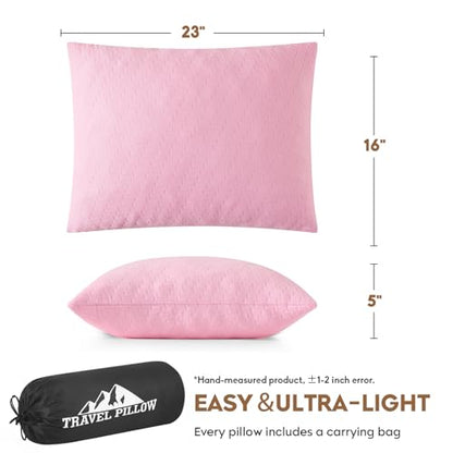 Small Shredded Memory Foam Pillow, Camping Pillow Travel Pillow - Compressible Medium Firm, Breathable Cover, Ideal Backpacking Hiking, Airplane and Car (Apricot Pink, L) - color: Apricot Pink, size: L-23 X 16 Inch