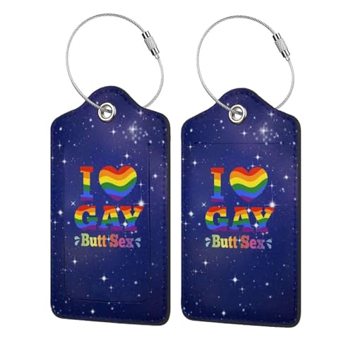 I Love Gay Butt Sex Set of 2 Durable Leather Luggage Tags Stylish Travel Gear Men Women