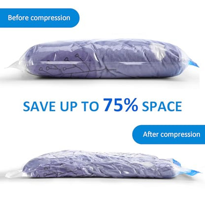 ARTIBETTER 9 Pcs Manual Roll-up Compression Vacuum Storage Bags for Travel Packing Organizers, Space Saver Bags with Multi-size (small 35x50cm, Medium 40x50cm, Large 40x60cm) for Clothing