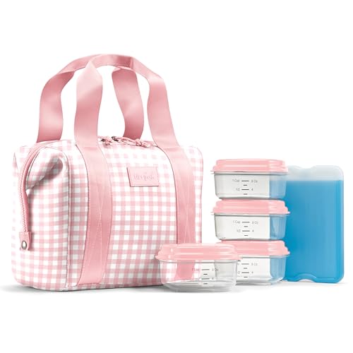 Fit & Fresh Remi Lunch Bag for Women Work – Neoprene Lunch Tote with Containers & Ice Pack, Reusable Meal Prep Lunch Box, Large Capacity, Machine Washable, Pink Gingham - color: Pink Gingham