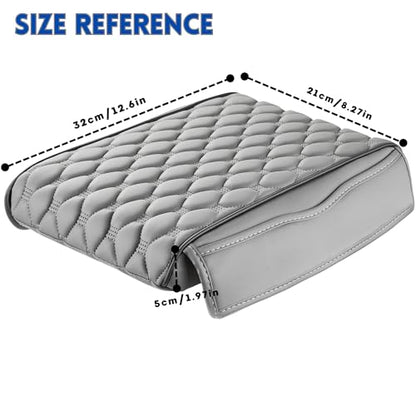 Car Armrest Cushion Pad Auto Center Console Cover with Storage Bag Memory Foam Arm Rest Console Pad Leather Universal Fit for Most Vehicles (Thick Pad, Grey) - color: Grey