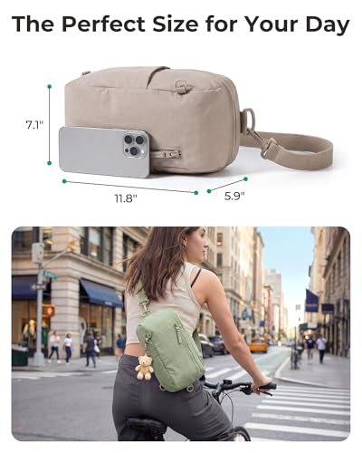 BAGSMART Small Sling Bag for Women, Fast Track Crossbody Bag Mini Backpack purse for Daily Travel Gym | 9L Fast Track - color: Olive Green