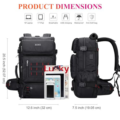 WITZMAN Carry on Travel Backpack for Men Women Airline Approved Convertible Nylon Duffle Backpack Luggage Bag (B682 Black) - color: 01.black