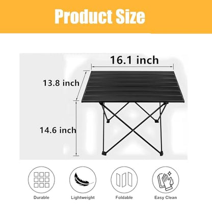 Folding Camping Table – Ultralight Aluminum Portable Table for Camping, Hiking, Backpacking, Picnic, Beach, BBQ – Compact Lightweight Collapsible Travel Side Table for Outdoor, RV, (1) - size: Small