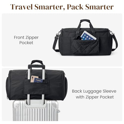 S-ZONE Garment Duffle Bags for Travel Carry on Convertible 2 in 1 Suit Bags Hanging Suitcase with Toiletry Bag 50L - color: Black