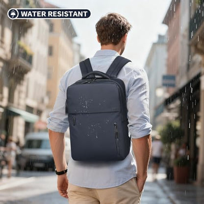 Lightweight Commute Backpack for Men & Women, Water-Resistant Travel Daypack with 15.6-Inch Laptop Compartment & Anti-Theft Pockets, Navy Blue - color: Navy Blue