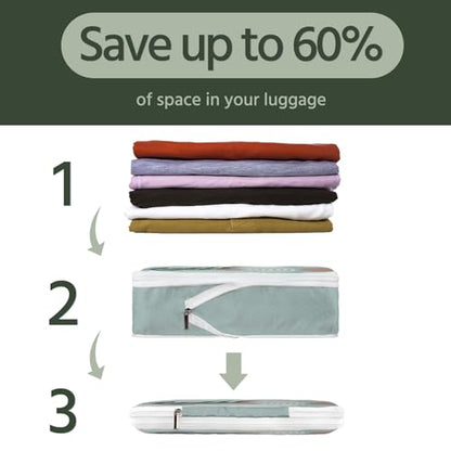 6 Pcs Compression Packing Cubes Waterproof Suitcase Travel Bag Luggage Backpack Organizer Travel Cubes for Packing-Bohemian - color: Bohemian 02
