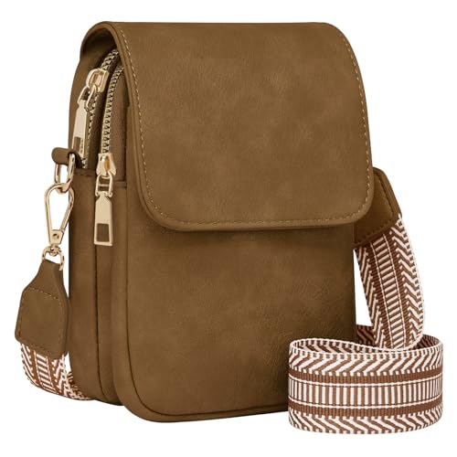Fashion Small Crossbody Bags for Women Trendy Designer Cell Phone Purses Wallets with Card Holder Anti Theft Travel - color: Sandy Brown