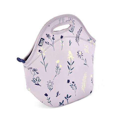 Built Gourmet Getaway Lunch Bag - Thistle Ditsy, Neoprene Insulated Food Carrier with Zipper & Handles, Hot & Cold Lunch Tote for Work, Travel, Picnics & Snacks - Large, Reusable, Machine Washable - color: Thistle Ditsy