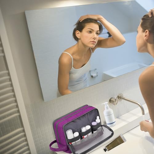 Toiletry Bag for Men Hanging Dopp Kit Water Resistant Shaving Bag Small Toiletry Bag for Traveling (Deep Purple) - color: Deep Purple