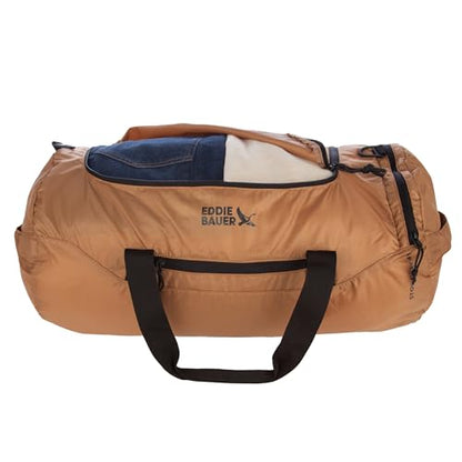 Eddie Bauer Stowaway Packable Duffel Bag | Travel | Foldable | Lightweight | Durable | Ripstop Polyester - color: Tobacco
