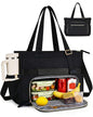 HOMESPON Lunch Bag, 24.5L Large Tote Bag for Women, Laptop Bag Fits 15.6" with Insulated Lunch Compartment & Shoulder Strap, Work Tote for Nurse, Teacher, Office, Commute, Travel, Black - color: Black