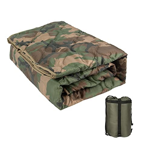 Poncho Liner Military Insulation Blanket Camo with Compression Carry Bag for Outdoors Hiking Jungle Hunting Gear - color: Us 4 Color Woodland (Upgrade Package), size: 1.4Mx2M(4.6x6.6ft)