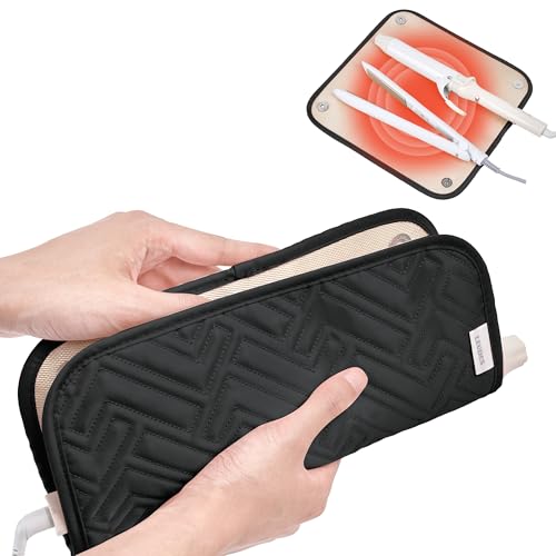 Leudes Hair Tools Travel Bag for Women Heat Resistant Mat for Travel Essentials Hot Tools Straighteners,Flat Irons,Curling Iron,Hot Air Brushes and Hair Dryer Organizer Bags 2 in 1 (BlackA) - color: BlackA
