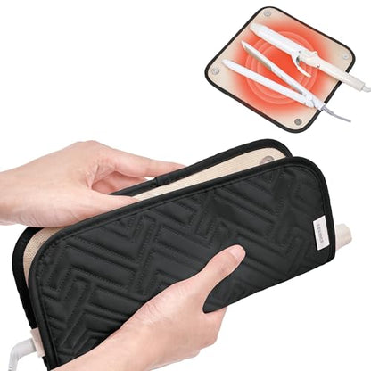 Leudes Hair Tools Travel Bag for Women Heat Resistant Mat for Travel Essentials Hot Tools Straighteners,Flat Irons,Curling Iron,Hot Air Brushes and Hair Dryer Organizer Bags 2 in 1 (BlackA) - color: BlackA