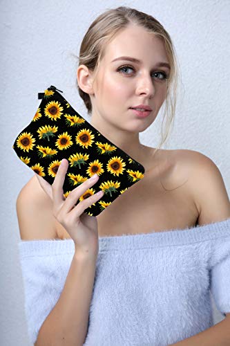 Deanfun Cosmetic Bag for Women, Sunflower Flowers Waterproof Makeup Bags Roomy Toiletry Pouch Travel Accessories Gifts 52355 - color: 52355