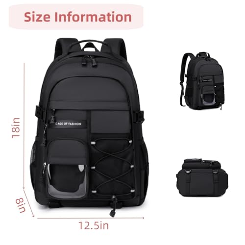 Laptop Backpack For Teen Boys Girls Durable Bookbag Middle High School Bag Women Men Waterproof Travel Daypack (BLack) - color: 1blcak