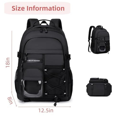 Laptop Backpack For Teen Boys Girls Durable Bookbag Middle High School Bag Women Men Waterproof Travel Daypack (BLack) - color: 1blcak