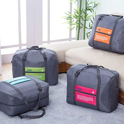 Foldable Travel Duffel Bag 2PCS Sports Gym Tote Water Resistant Carry on Luggage bag Weekender Overnight Bag (Pink+Blue) - color: Blue+Pink