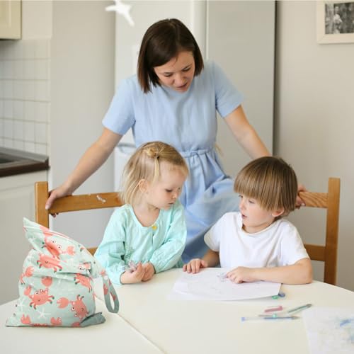 ALVA ALVABABY 3pcs Cloth Diaper Wet Dry Bags Waterproof Reusable with Two Zippered Pockets Travel Beach Pool Daycare Soiled Baby Items Yoga Gym Bag for Swimsuits or Wet Clothes 3L-ZM15A - color: Whale crab turtle