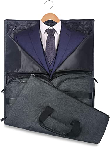 UNIQUEBELLA Travel Garment Duffel Bag, 45L Carry on Suit Bag for Men Convertible Foldable Weekend Bag with Shoe Compartment - color: Black