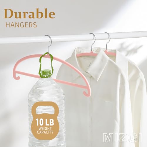 MIZGI 50 Pack Blush Pink Velvet Hangers - No Shoulder Bumps, Heavy Duty Non-Slip Chrome Hooks for Jackets, Coats, Pants - color: Blush Pink/Upgraded