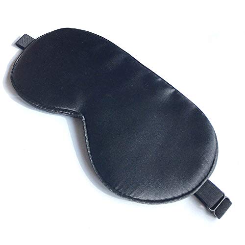 Sleep Mask, Silk Eye Mask for Sleeping with Adjustable Strap, Satin Blackout Sleeping Eye Mask for Men&Women, Comfortable Blindfold Eyeshade for Night Sleep(Black) - color: Black
