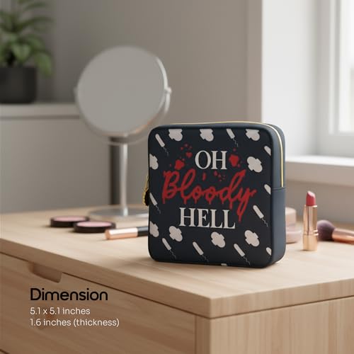 Period Pouch – Compact, Stylish, Discreet Period Bag For School with Waterproof Lining Fits Pads & Tampons, Cute Pad Bag for Teens, Travel, School, Girls Period Kit - color: Black