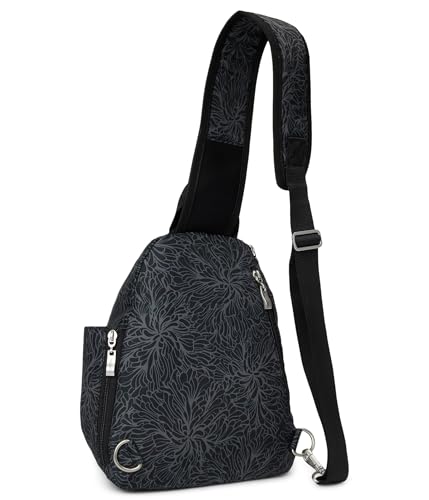 Baggallini Medium Sling Backpack - 9"x11" Lightweight Sling Bag with Convertible Adjustable Shoulder Strap - color: Midnight Blossom
