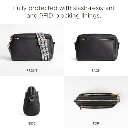 Anti Theft Crossbody Bag for Women, Slash-resistant RFID Blocking Travel Purses, Small Shoulder Bag Handbag - color: Black