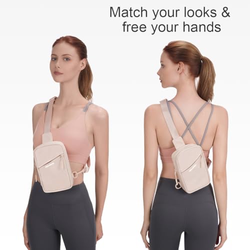 Small Sling Bag for Women Men Chest Bag Water Resistance Mini Crossbody Bag Adjustable Strap Lightweight Shoulder Bag - color: 10-beige