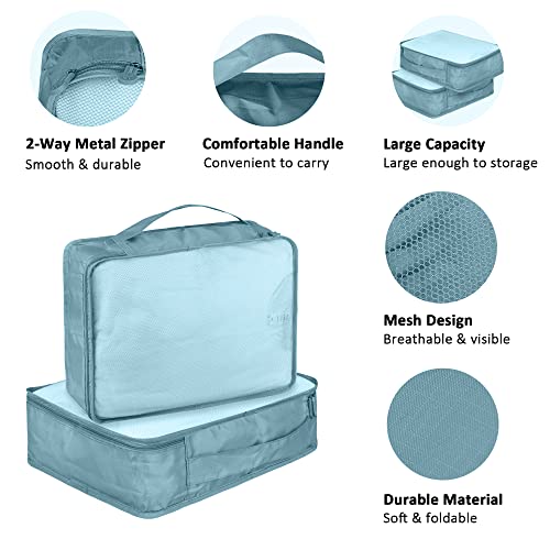 Packing Cubes Set, 2 Pcs Packing Organizers Set for Suitcases (Grey blue) - color: Grey blue