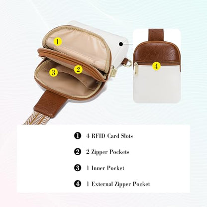 INICAT Anti Theft Crossbody Bags for Women Travel Small Sling Bag Fanny Packs Cross Body Purses Everyday - color: Cream-brown Antitheft, size: Large
