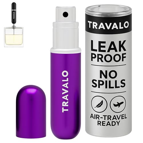 Travalo Classic HD Perfume Atomizer - Leak-Proof and TSA Approved for Air Travel - Reusable, Airtight, Easy-Fill Mini Pump Sprayer - Lightweight, Elegant Design w/Volume Window - Purple 0.17oz - color: Purple