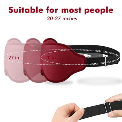 Sleep Eye Mask for Men Women, Sleeping Mask for Side Sleeper, Travel Blackout Night Blindfold Eye Shade Cover with Adjustable Strap (Red) - color: Red