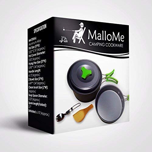 MalloMe Camping Cookware Mess Kit for Backpacking Gear – Camping Cooking Set - Camping Pots and Pans Set - Backpacking Stove/Portable Stove Compatible - Camp Kitchen Equipment Accessories Pot - style: 1 Liter Pot