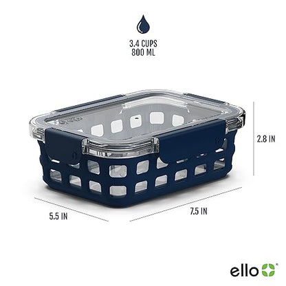 Ello Duraglass 3.4 Cup Meal Prep Sets 6Pc, 3 Pack Set- Glass Food Storage Container with Silicone Sleeve and Airtight BPA-Free Plastic Lids, Dishwasher, Microwave, and Freezer Safe, Berry - color: Mixed Berry