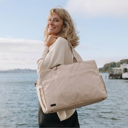 Jadyn Austin Carry-On Travel Duffel Bag for Women, 18” Weekender Bag with Laptop Sleeve, Durable Material, and Trolley Sleeve, Ideal for Work, Gym, and Overnight Trips (Natural) - color: Natural