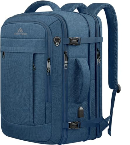 AREYTECO 60L Big Capacity Carry On Laptop Backpack Large Travel Backpack for Men, Expandable Water Resistant Overnight Weekender Luggage Gym Daypack Rucksack Traveling Backpack, Traveler Gifts, Blue - color: Blue, size: 18.4 Inch (22''x14''x11'')