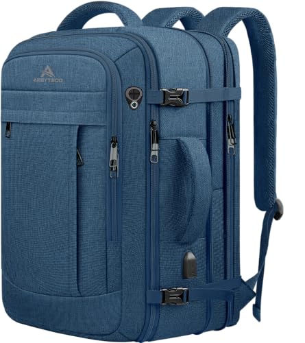 AREYTECO 60L Big Capacity Carry On Laptop Backpack Large Travel Backpack for Men, Expandable Water Resistant Overnight Weekender Luggage Gym Daypack Rucksack Traveling Backpack, Traveler Gifts, Blue - color: Blue, size: 18.4 Inch (22''x14''x11'')