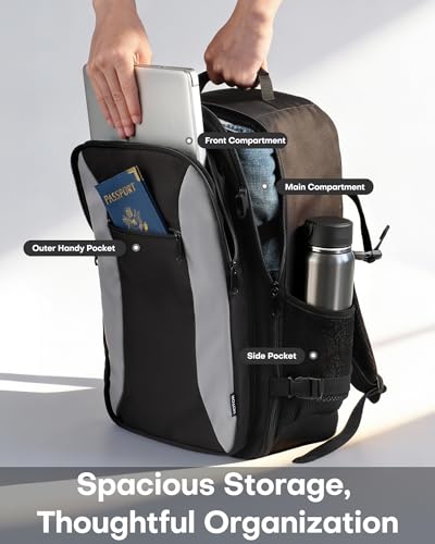 HOTOR Travel Backpack - TSA-Friendly Carry-On Backpack for Men & Women, Internal Luggage Straps & Waterproof Pocket, Perfect for Travel Essentials, Work, Commuting, 16.9" x 11.4" x 7.9", Black - size: 16.9" X 11.4" X 7.9"