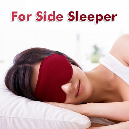 Sleep Eye Mask for Men Women, Sleeping Mask for Side Sleeper, Travel Blackout Night Blindfold Eye Shade Cover with Adjustable Strap (Red) - color: Red