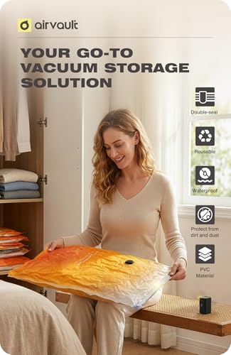 AirVault Vacuum Storage Bags for Travel & Home - Space Saver Compression Packing Bags Set for Clothes, Blankets & Seasonal Storage, Small (2), Medium (4), Large (4) (Orange,10-Pack Combo) - style: 10-Pack | Combo (S/M/L)