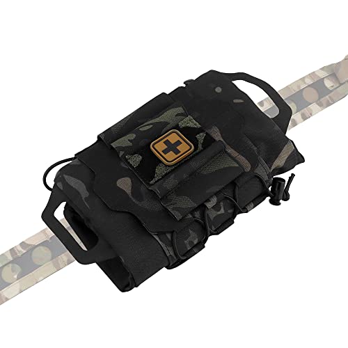 SABADO Rapid/Quick Deploy First Aid Kit Pack Tactical IFAK Pouch Two-Piece System Med Roll Carrier Hypalon Handle Outdoor Sport Hunting Bag - color: Black CP-87