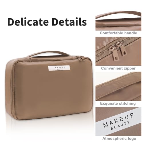 Queboom Travel Makeup Bag Cosmetic Bag Makeup Bag Toiletry bag for women and men (Coffee) - color: Coffee