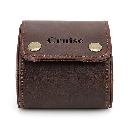 Personalized Custom Name Watch Case Roll Organizer, Genuine Leather Travel 1-Watche Case For Watch/Bracelet (03 Coffee) - color: 03 Coffee