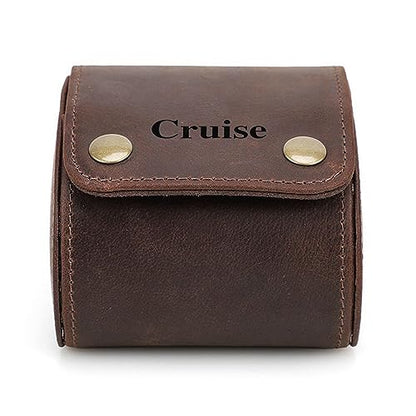 Personalized Custom Name Watch Case Roll Organizer, Genuine Leather Travel 1-Watche Case For Watch/Bracelet (03 Coffee) - color: 03 Coffee